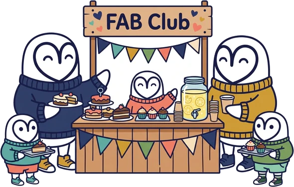 Familias del FAB Club en una feria escolar
